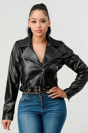 Faux Leather Moto Jacket | Jackets Daverri Fashions