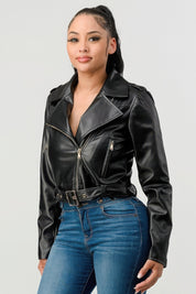 Faux Leather Moto Jacket | Jackets Daverri Fashions
