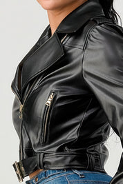 Faux Leather Moto Jacket | Jackets Daverri Fashions