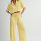 Lemon Drop Short Sleeve Crop Top and Pants Set Loungewear
