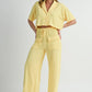 Lemon Drop Short Sleeve Crop Top and Pants Set Loungewear