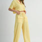 Lemon Drop Short Sleeve Crop Top and Pants Set Loungewear