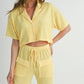Lemon Drop Short Sleeve Crop Top and Pants Set Loungewear