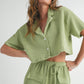 Sage Short Sleeve Crop Top and Pants Set Outfit Sets