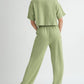 Sage Short Sleeve Crop Top and Pants Set Outfit Sets