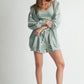 3-Piece Sage Sweater Top Shorts Outfit Set Short Sets