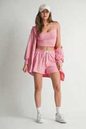 3 Piece Rose Sweater Top Shorts Outfit Set | Outfit Sets Daverri Fashions