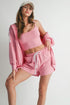 3 Piece Rose Sweater Top Shorts Outfit Set M Rose Short Sets