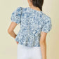 Denim Embroidered Crop Top With Front Tie Detail - DAVERRI FASHIONS