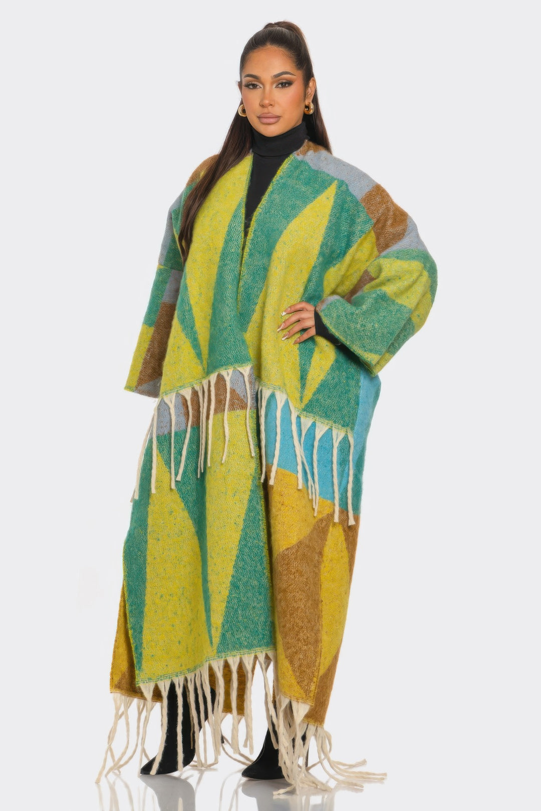 Sakari Printed Tasseled Maxi Cardigan Cardigans