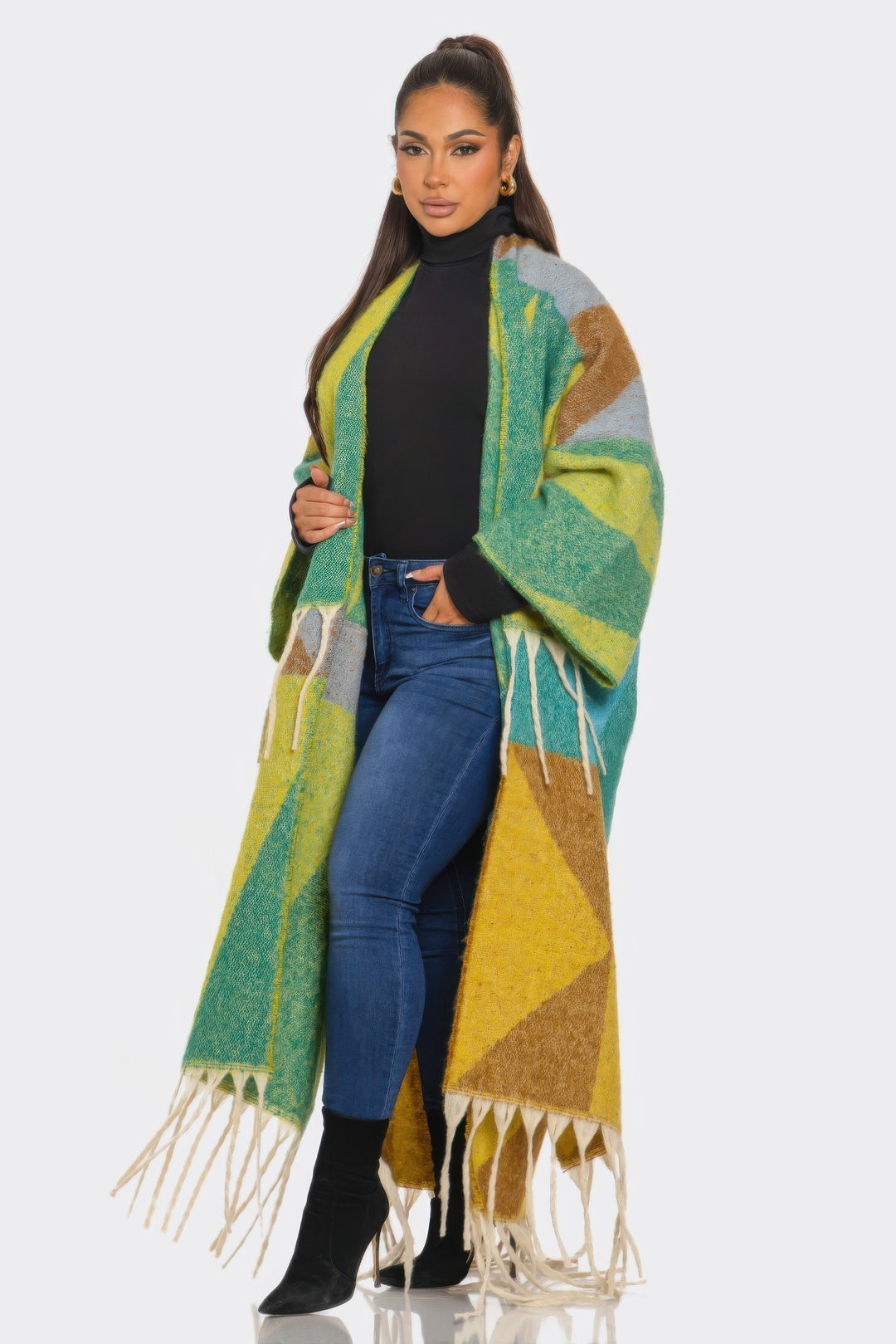 Sakari Printed Tasseled Maxi Cardigan Cardigans