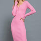 Pink Henley Neck Midi Sweater Dress Midi Dresses