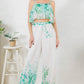 Printed Crop Top & Wide Leg Long Pants Set L Outfit Sets