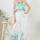 Printed Crop Top & Wide Leg Long Pants Set Outfit Sets