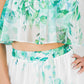 Printed Crop Top & Wide Leg Long Pants Set Outfit Sets