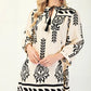 White 3/4 Sleeve Boho Mini Dress - DAVERRI FASHIONS