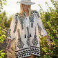White 3/4 Sleeve Boho Mini Dress - DAVERRI FASHIONS