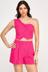 One Shoulder Vest And Shorts Set L
