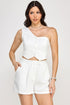 One Shoulder Vest And Shorts Set L