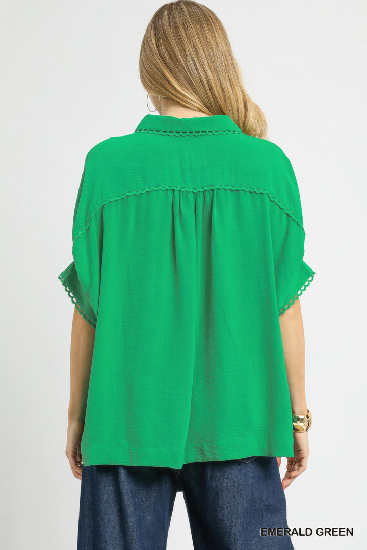Fresh Flair Scallop Trim Blouse