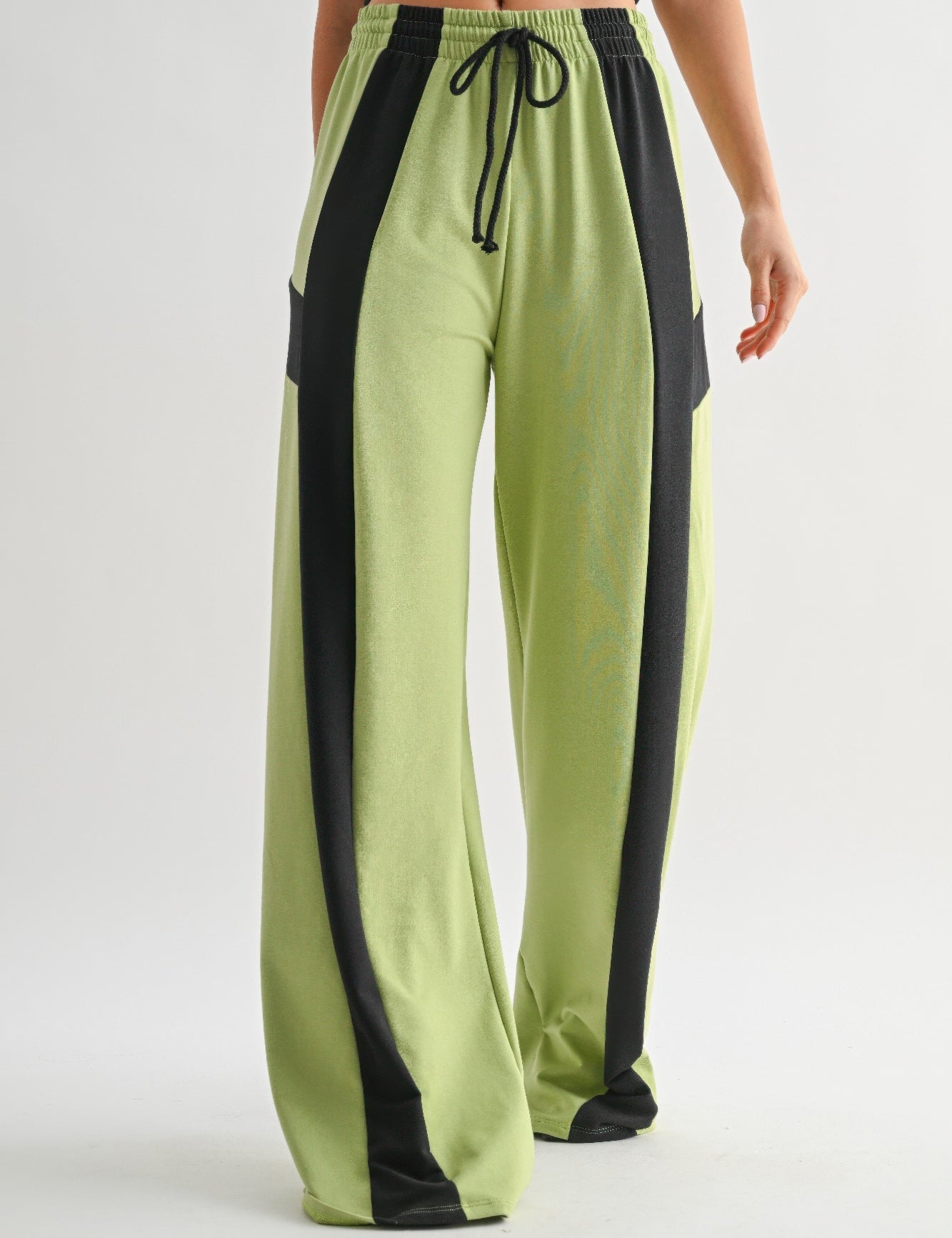 M Green Color Block Wide Leg Lounge Pants | Pants Daverri Fashions