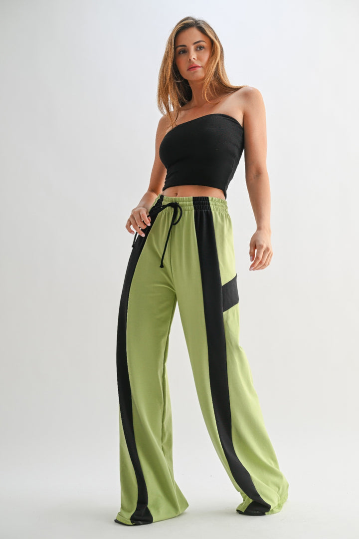 Color Block Wide Leg Lounge Pants Pants