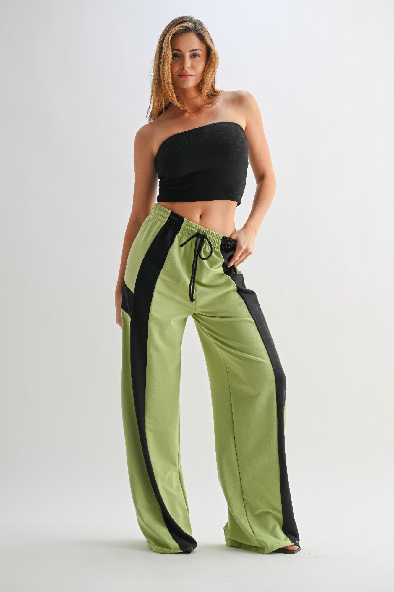 Color Block Wide Leg Lounge Pants | Pants Daverri Fashions