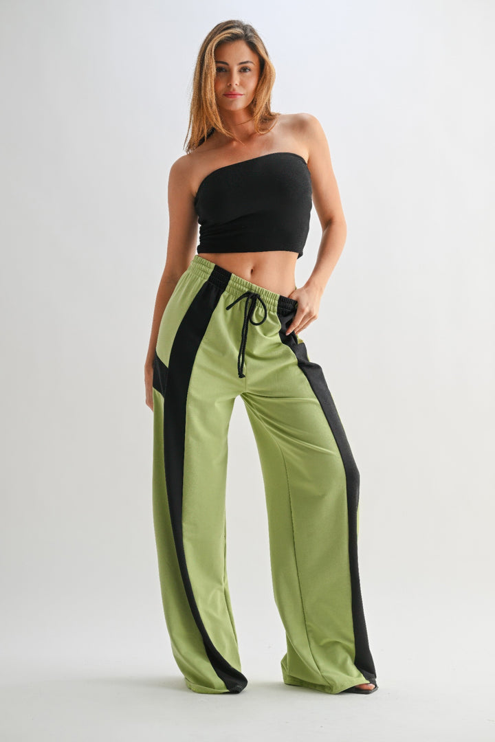 Color Block Wide Leg Lounge Pants Pants