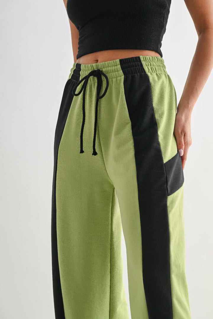 Color Block Wide Leg Lounge Pants Pants
