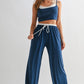 Drawstring Lounge Pants & Crop Top Set L
