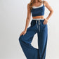 Drawstring Lounge Pants & Crop Top Set