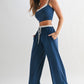 Drawstring Lounge Pants & Crop Top Set