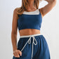 Drawstring Lounge Pants & Crop Top Set