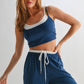 Drawstring Lounge Pants & Crop Top Set