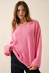 Solid Rib-knit Pink Oversized Boatneck Sweater L Sweaters