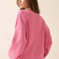 Solid Rib-knit Pink Oversized Boatneck Sweater Sweaters