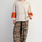 Cotton Color Mix Embroidered Washed Pullover Tops