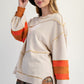 Cotton Color Mix Embroidered Washed Pullover Tops