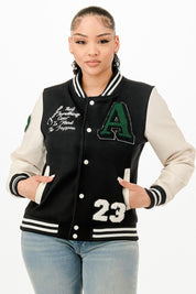 Patch Varsity Bomber Jacket | Daverri Fashions