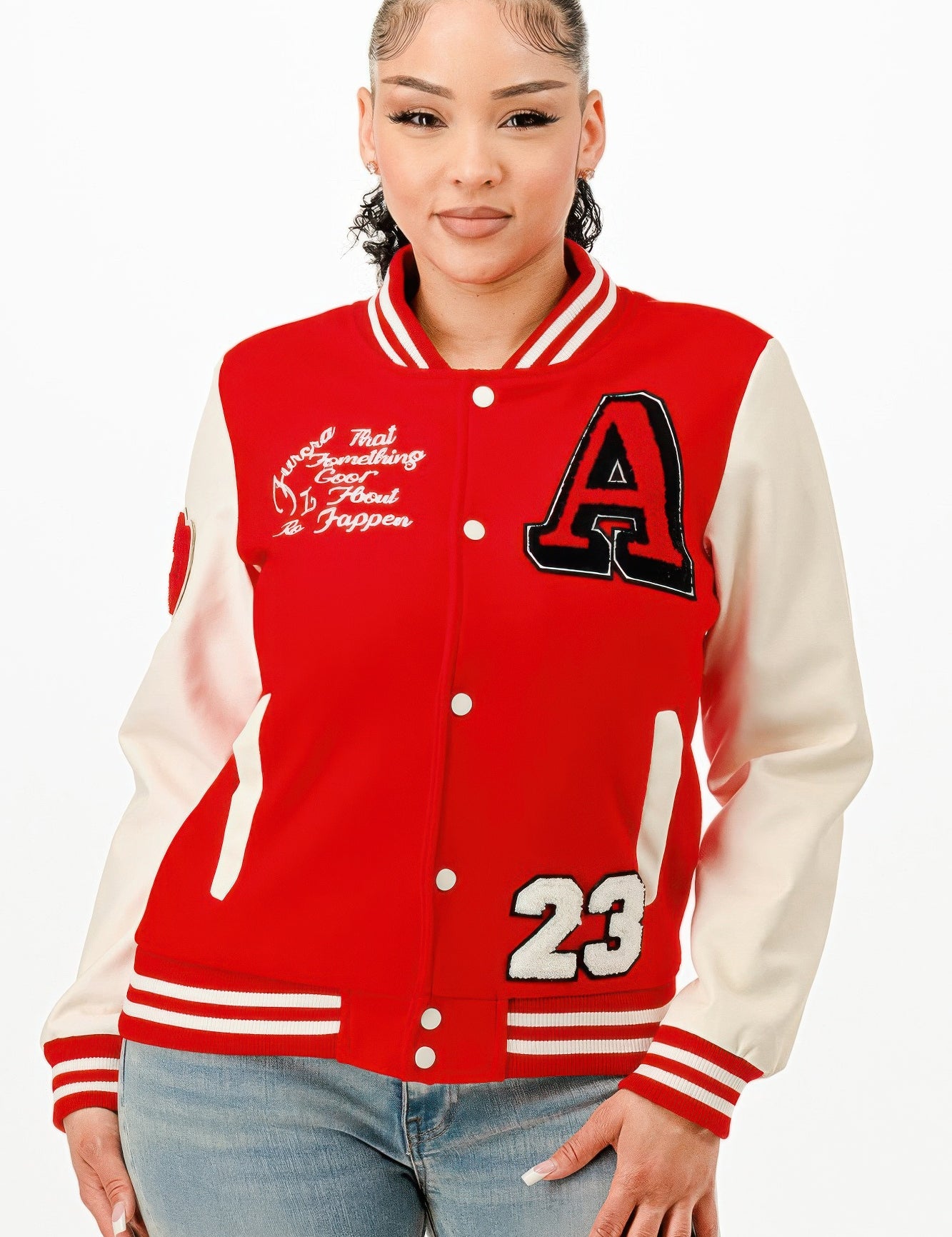 Patch Varsity Bomber Jacket | Daverri Fashions