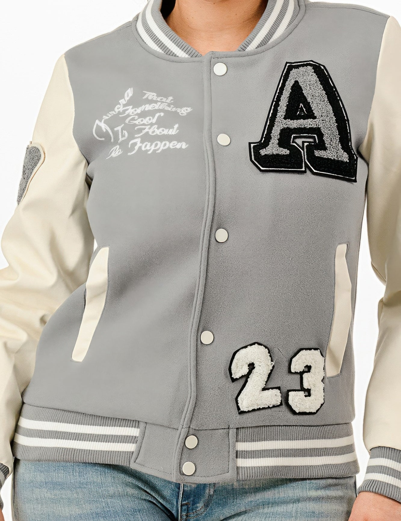 Patch Varsity Bomber Jacket | Daverri Fashions
