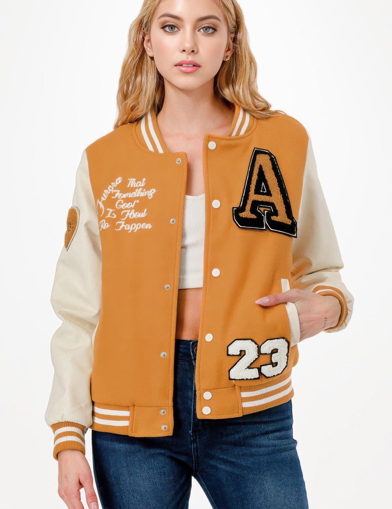 Patch Varsity Bomber Jacket | Daverri Fashions