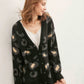 Leopard Button Down Cardigan Black - DAVERRI FASHIONS