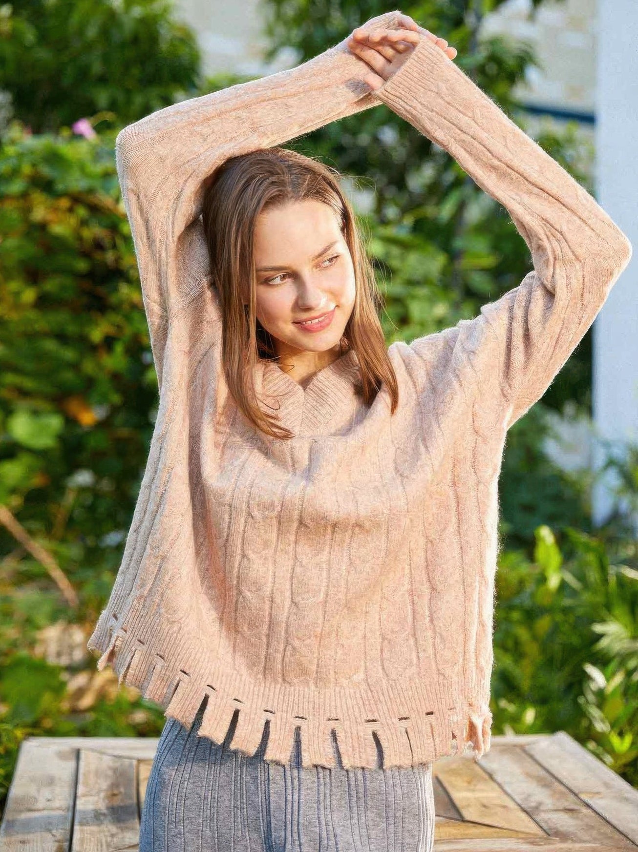 Solid Cable Knit Sweater | Sweaters Daverri Fashions