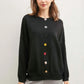Colorful Buttons Black Solid Sweater - DAVERRI FASHIONS