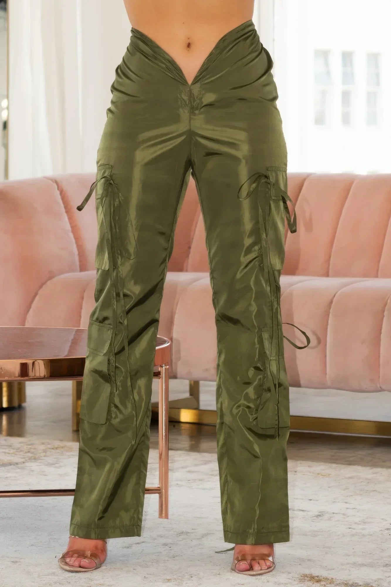 V Cut Cargo Pants - DAVERRI FASHIONS