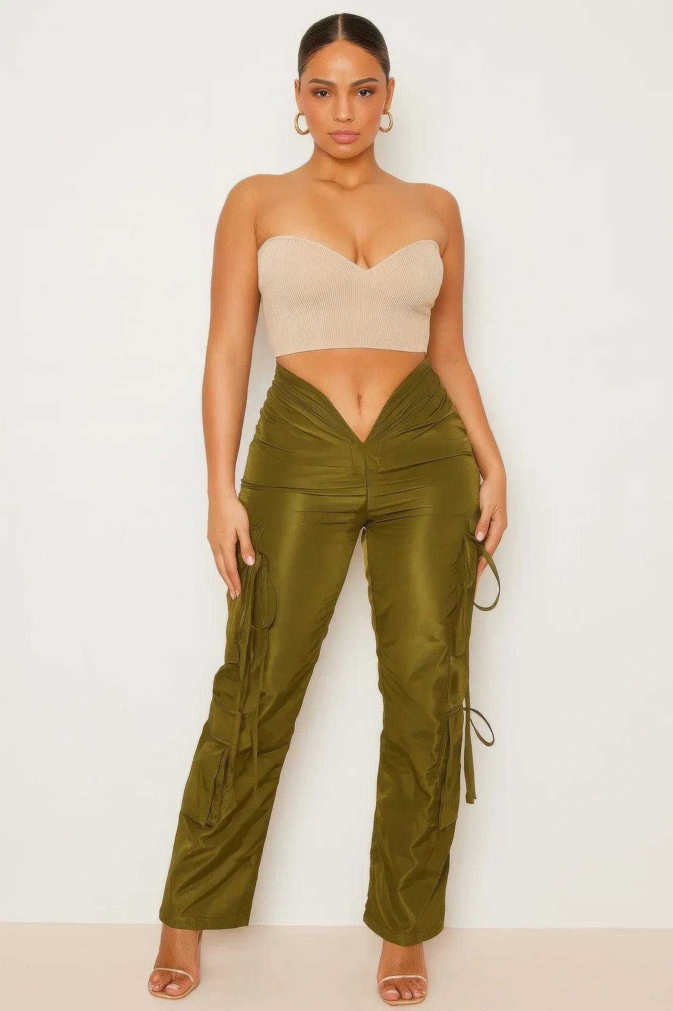 V Cut Cargo Pants - DAVERRI FASHIONS