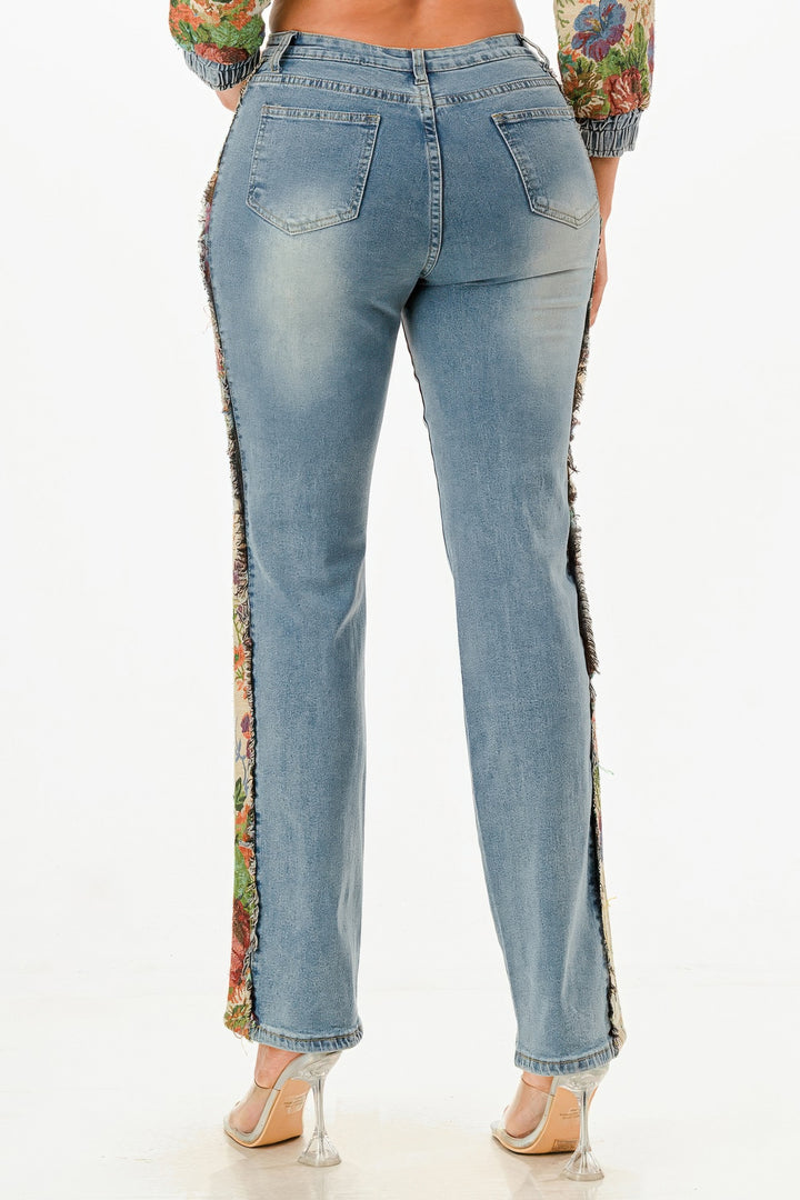Tapestry Contrast Denim Set | Outfit Sets Daverri Fashions