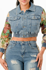 Tapestry Contrast Denim Set | Outfit Sets Daverri Fashions