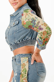 Tapestry Contrast Denim Set | Outfit Sets Daverri Fashions